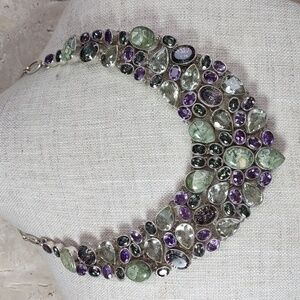 Artisan Crafted Sterling Silver/Gemstone Bib Necklace